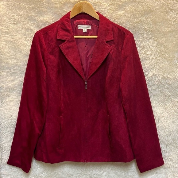 Studio Works | Suede Zip Up Blazer Jacket | Size: 14 | Red - Picture 1 of 10